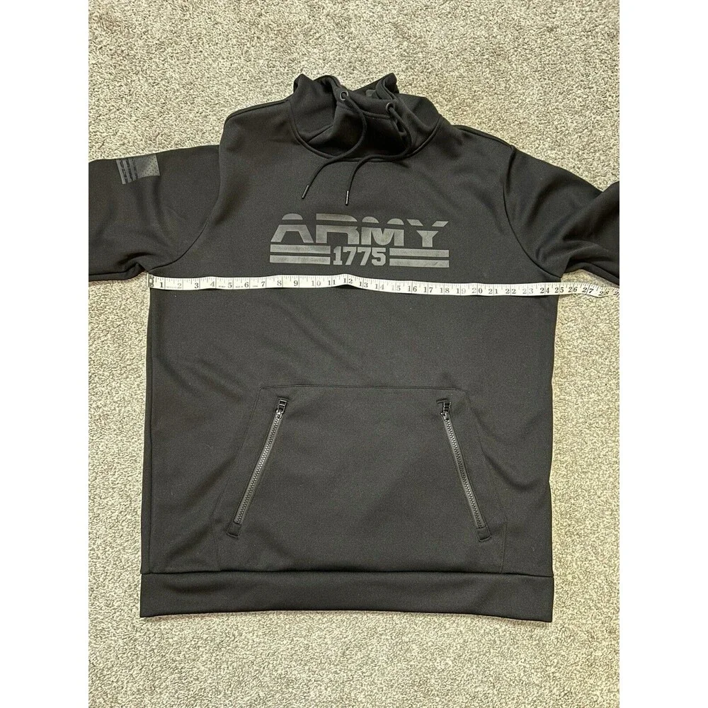 Army Hoodie Mens Large Black Performance American Flag‎ Pullover Sweatshirt